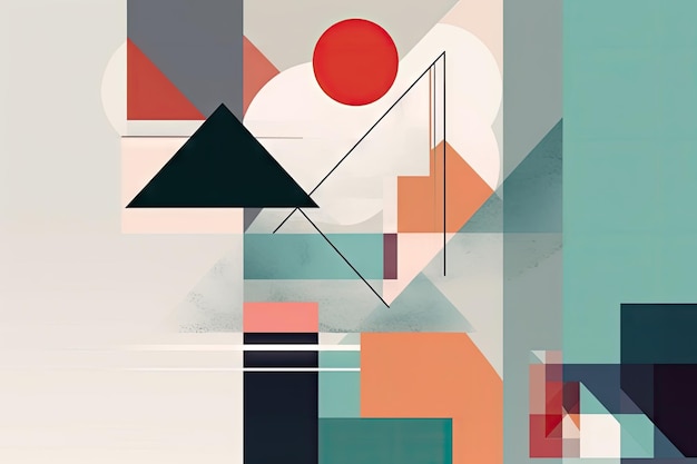 Minimalist artwork with abstract geometric shapes and colors created with generative ai