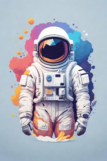 Minimalist Astronaut Vector Art Logo Illustration