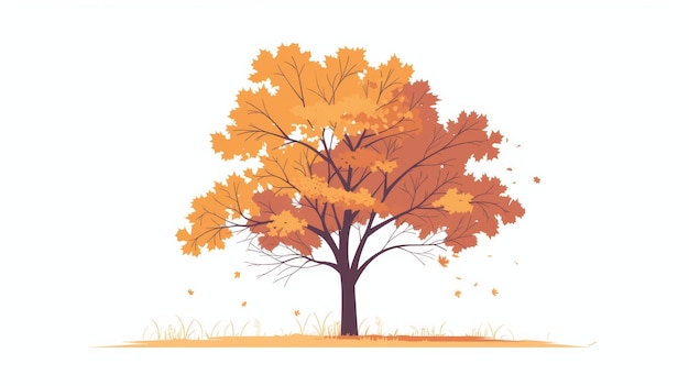 Photo minimalist autumn maple tree illustration generative ai