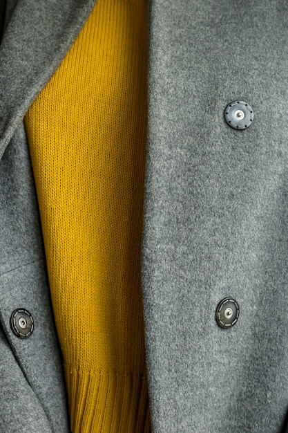 Minimalist autumn wardrobe in gray and yellow