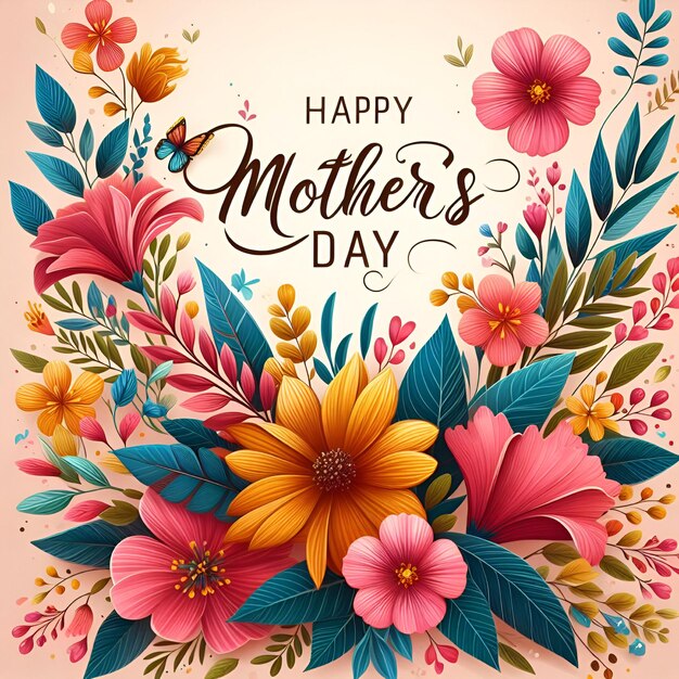 A minimalist Background for mothers day celebration in floral Pattern Mothers day typography