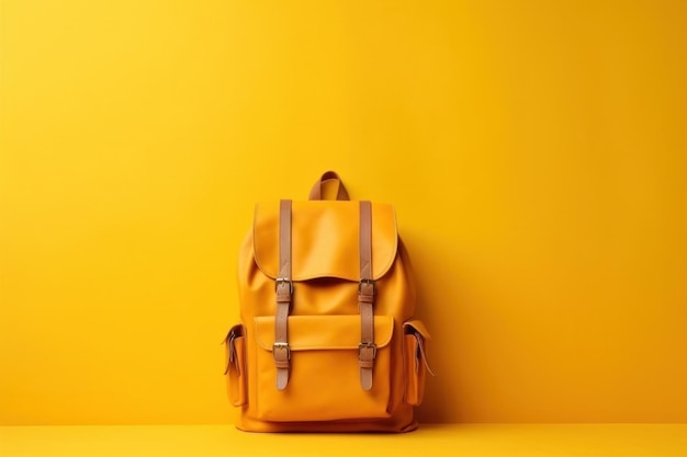 Foto sfondo minimalista con borsa da scuola illustrazione ai generativexa