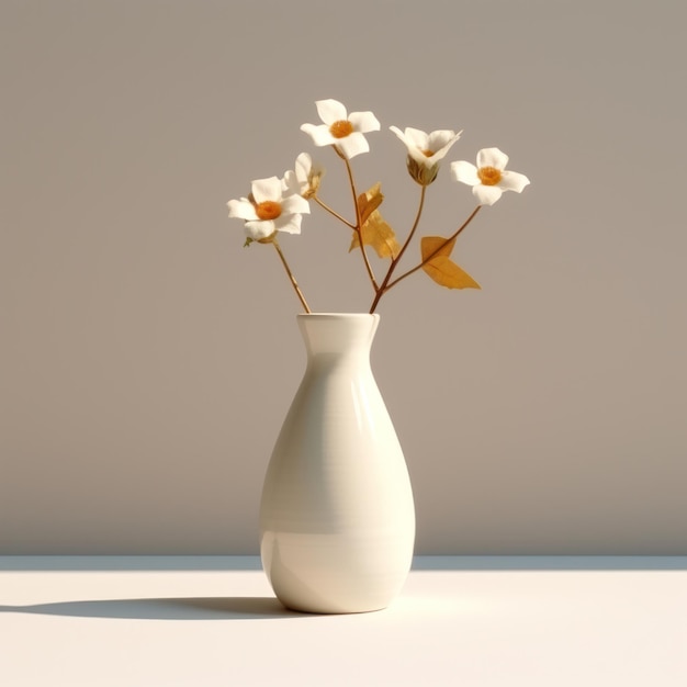 Minimalist background with vase and dry flower Illustration AI GenerativexA
