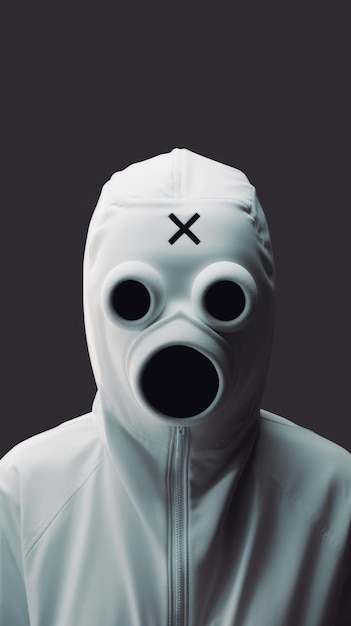 Photo minimalist balaclava with x eyes logo design in kaws style on white pattern perfect for streetwear and urban fashion generative ai