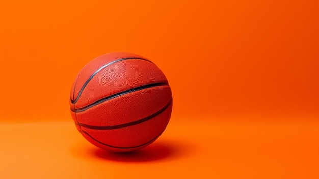 Minimalist basketball ball on vibrant orange background