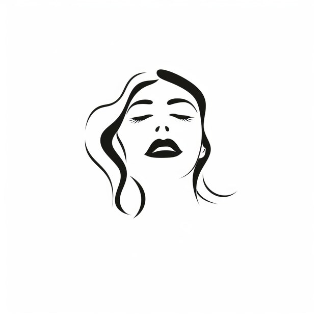 Minimalist Beauty Iconic Portrait Of A Woman With Closed Eyes