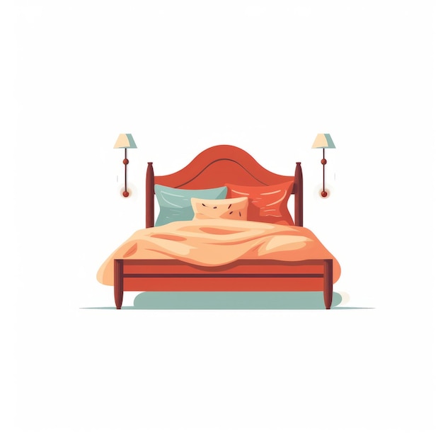 Photo minimalist bed illustration in flat design style