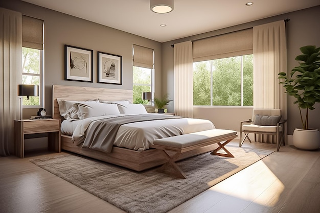 Minimalist Bedroom Haven Simple Design for Restful Nights Ai generated