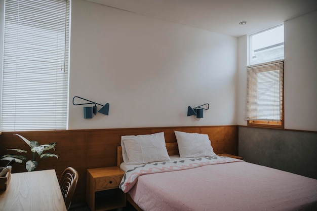 Minimalist bedroom with window lighting ambience