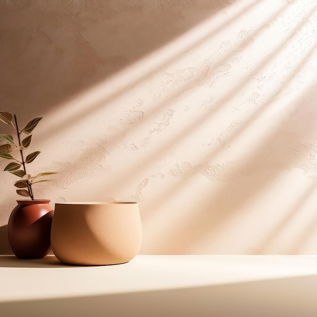 Minimalist beige room mockup for product photo