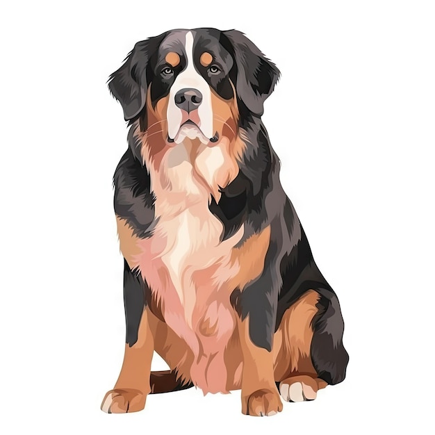 Minimalist Bernese Mountain Dog Watercolor Painting in Soft Pastel Colors