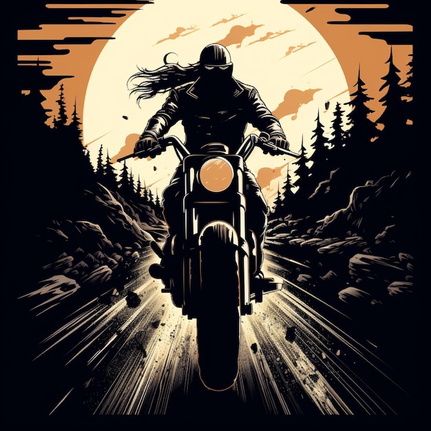 Foto illustrazione vettoriale di un motociclista minimalista per il design di una maglietta