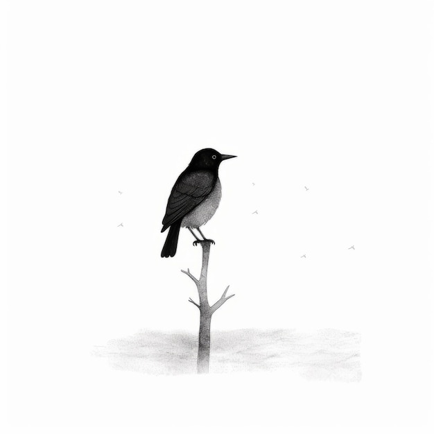 Minimalist Bird Illustration A Black And White Masterpiece