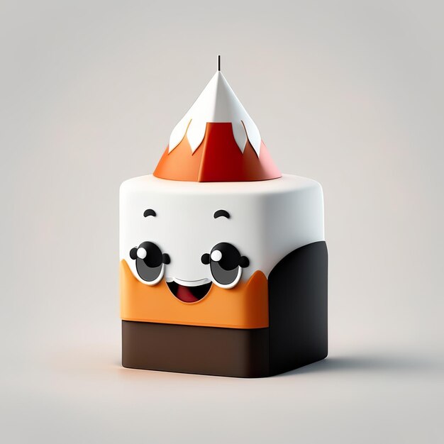 Photo minimalist birthday cake mascot generative ai