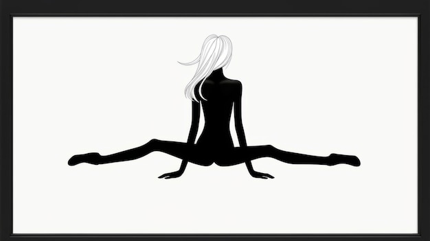 Minimalist Black Body Frame Digital Drawing on White Background