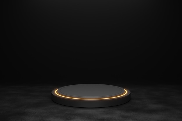 Rendering 3d minimalista del podio futuristico moderno del cerchio nero