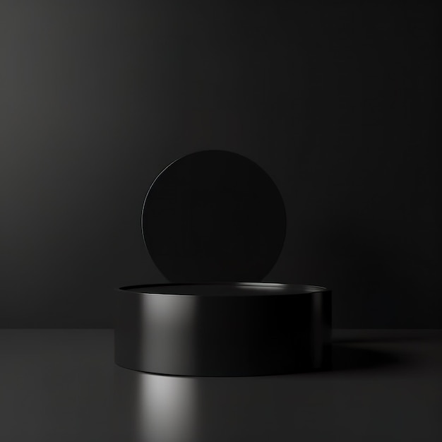 Minimalist black geometric pedestal for product showcase