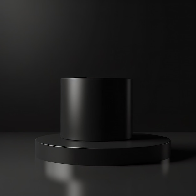 Minimalist black geometric pedestal for product showcase