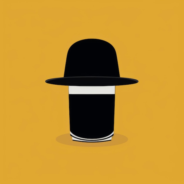 Minimalist Black Hat Illustration With Retro Jewish Culture Themes