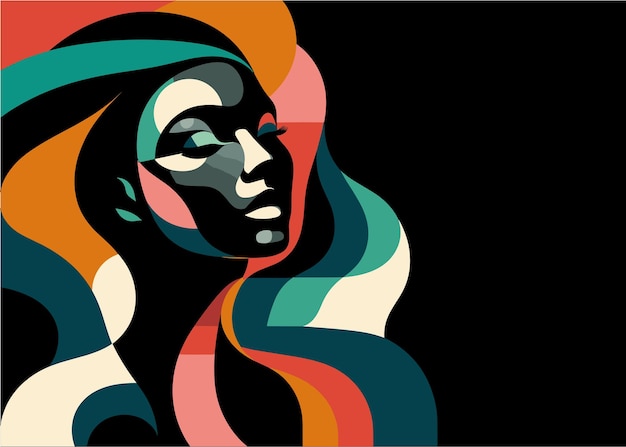 minimalist black history month abstract portrait of a celebrates the beauty and strength of a woman