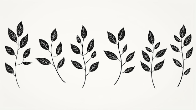 Photo minimalist black leaf branches illustration with clipped ends