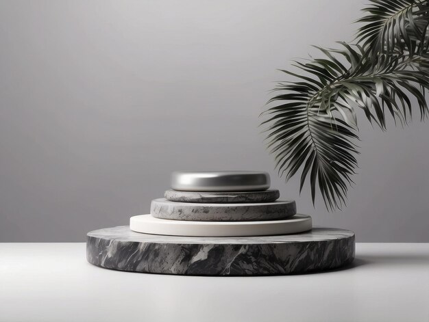 Minimalist black palmstone rock podium display