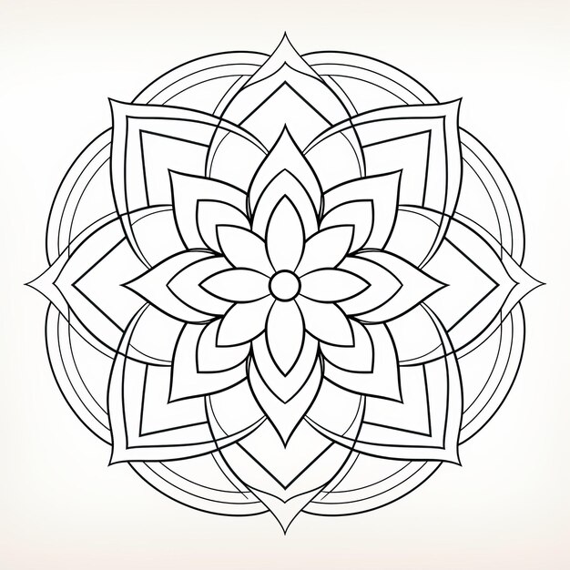 Foto minimalista matita nera mandala cerchio di fiori ispirato all'arte thailandese