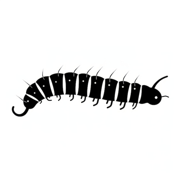 Photo minimalist black silhouette caterpillar illustration