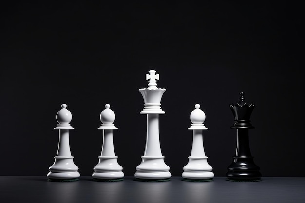 ミニマリストの黒と白のチェスのピース