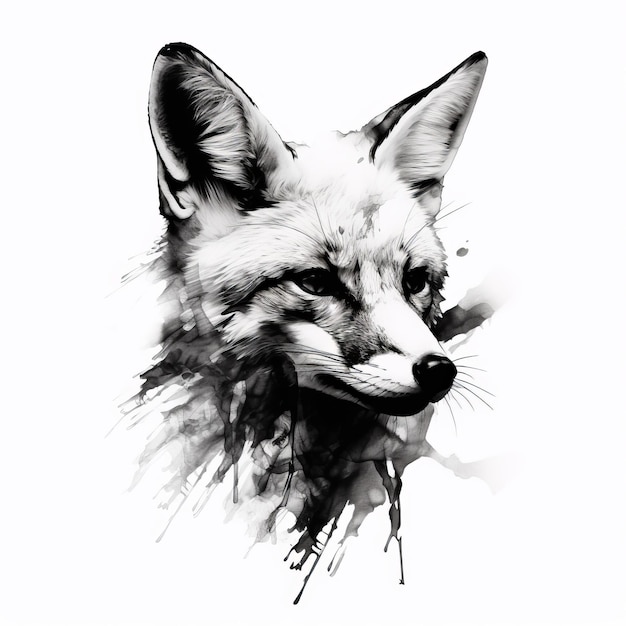 Minimalist Black And White Fox Art