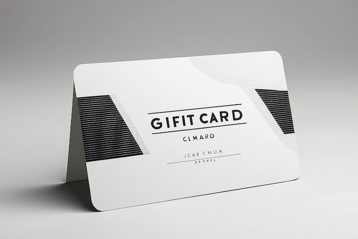 Photo minimalist black and white gift card design