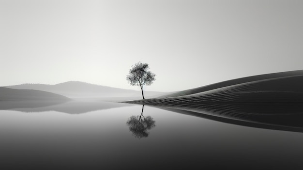 Minimalist black and white landscape