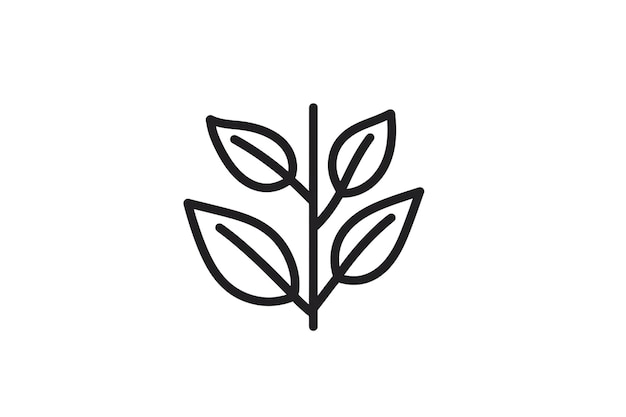 minimalist black and white leaf icon for ecofriendly design