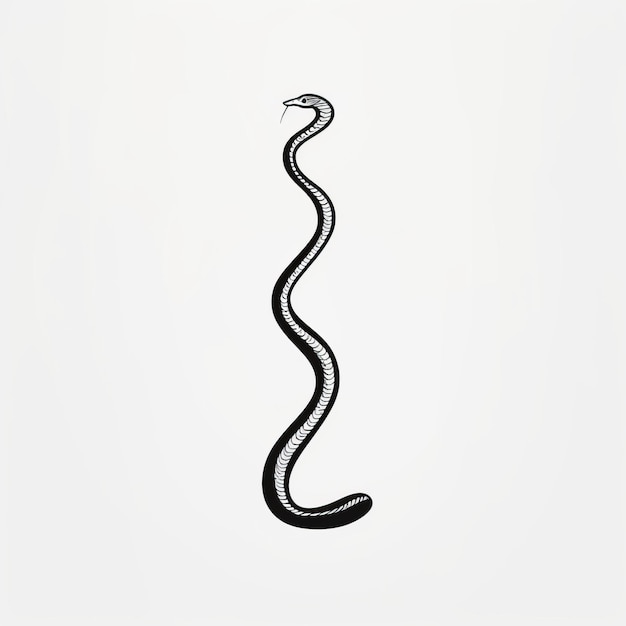 Minimalist Black And White Snake Symbol Hyperrealistic Animal Art