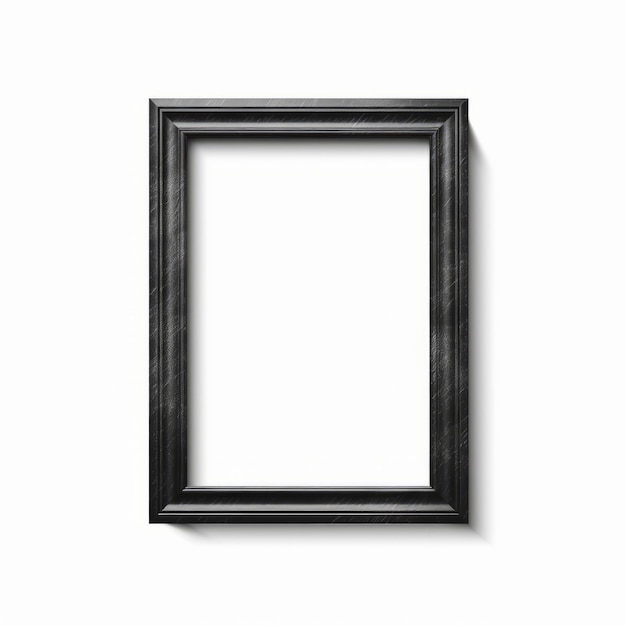 Foto illustrazione minimalista a cornice di legno nero su sfondo bianco