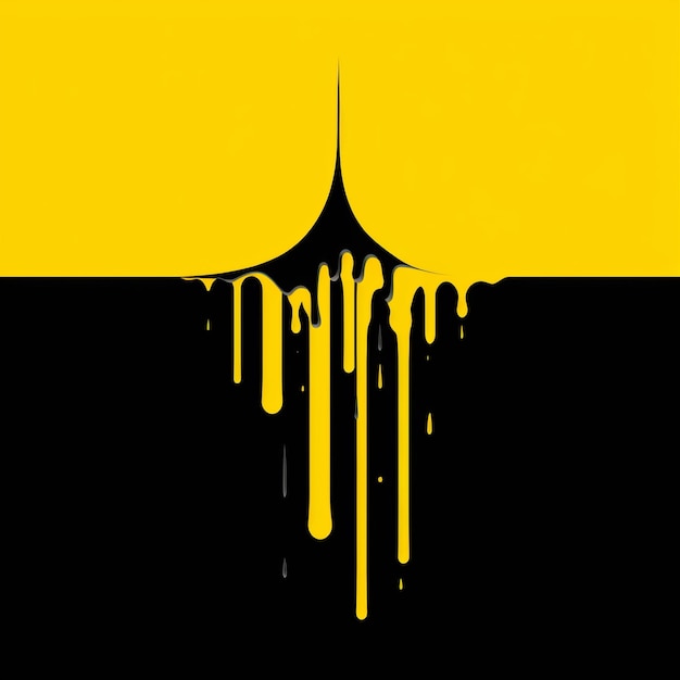 Photo minimalist black and yellow vector falling star in cityscape with dripping paint