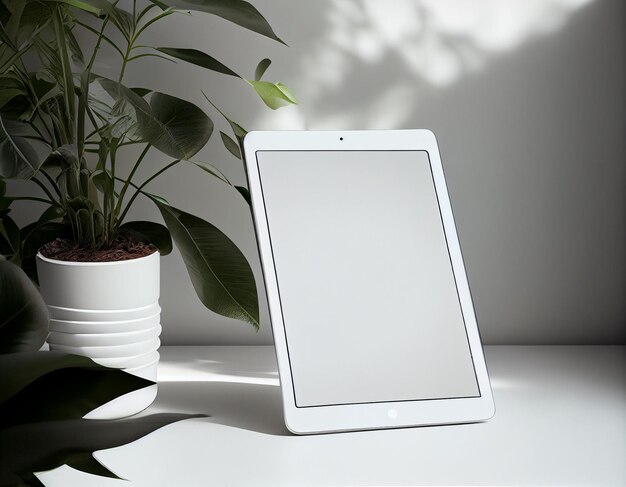 Photo minimalist blank ipad tablet mockup scene created with generative ai