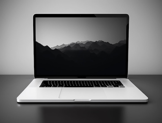 Foto mockup di laptop vuoto minimalista crea il tuo marchio con l'intelligenza artificiale generativa