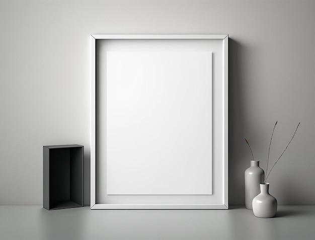 Minimalist Blank Small Poster Frame Mockup Created with Generative AI