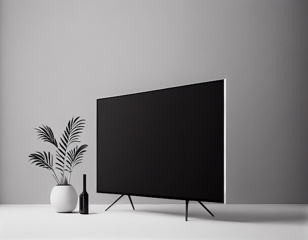 Minimalist Blank TV Screen Mockup Modern Simple and Created with Generative AI