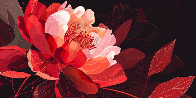 Minimalist bloom peony abstract background art