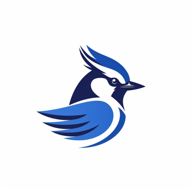 Minimalist Blue Jay Bird Logo Vector Monochromatic Graphic Design