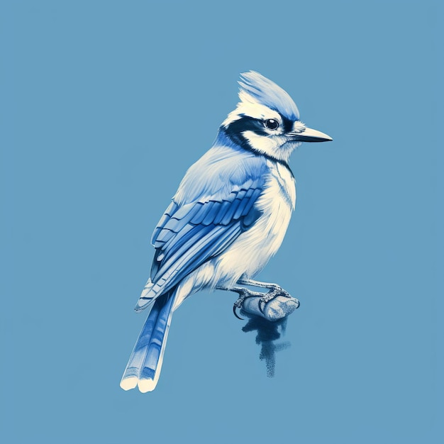 Photo minimalist blue jay sketch in 8k quality