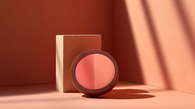 Minimalist blusher modern cosmetic product photography soft bright sunlight Generative AI