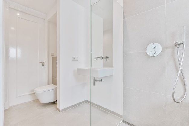 Minimalist bright bathroom