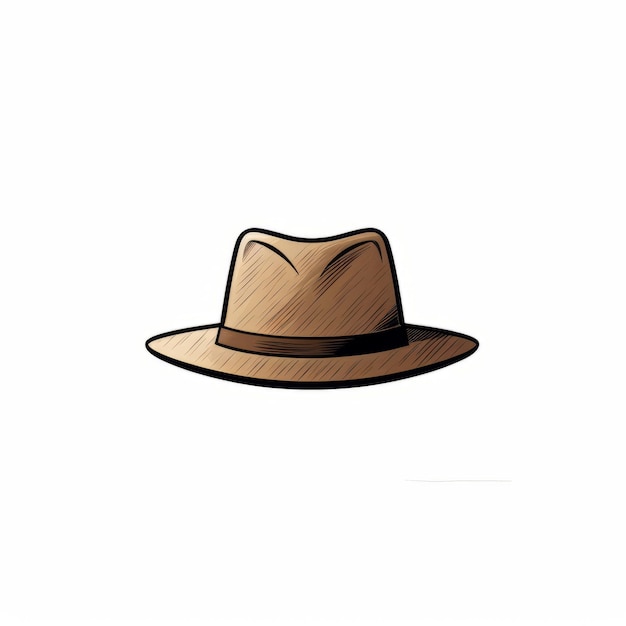 Minimalist Brown Hat Illustration With Tropical Symbolism