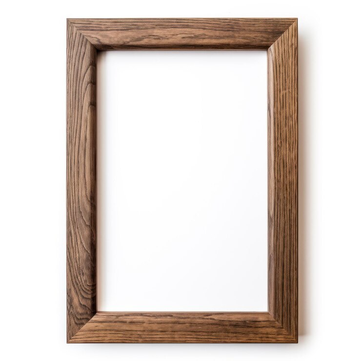 Photo minimalist brown picture frame with blank white interiors