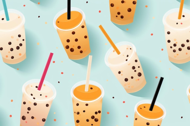 Minimalist Bubble Tea Pattern Background Generative AI