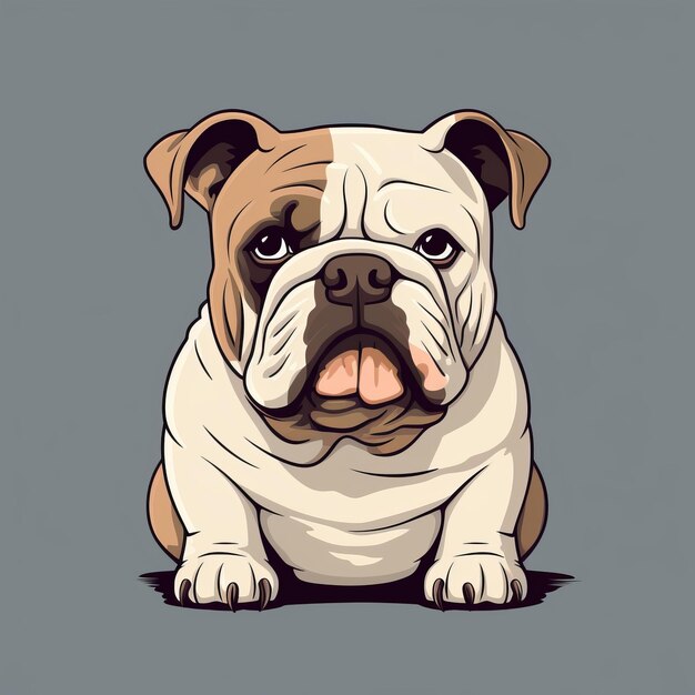 Foto minimalista bulldog cartone animato carino ed elegante illustrazione