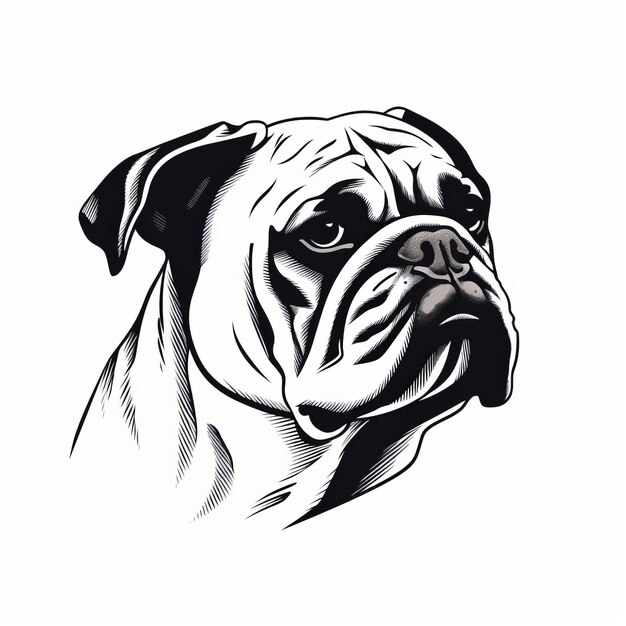 Minimalist Bulldog Sketch Art Monochrome Vector Illustration